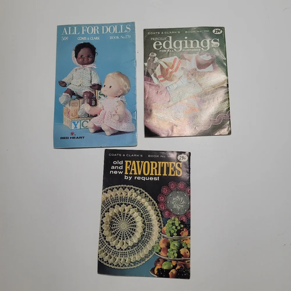 Lot 9 Vintage Knitting Crochet Pattern Lace Dolls Doilies Bedspreads Edging‎
